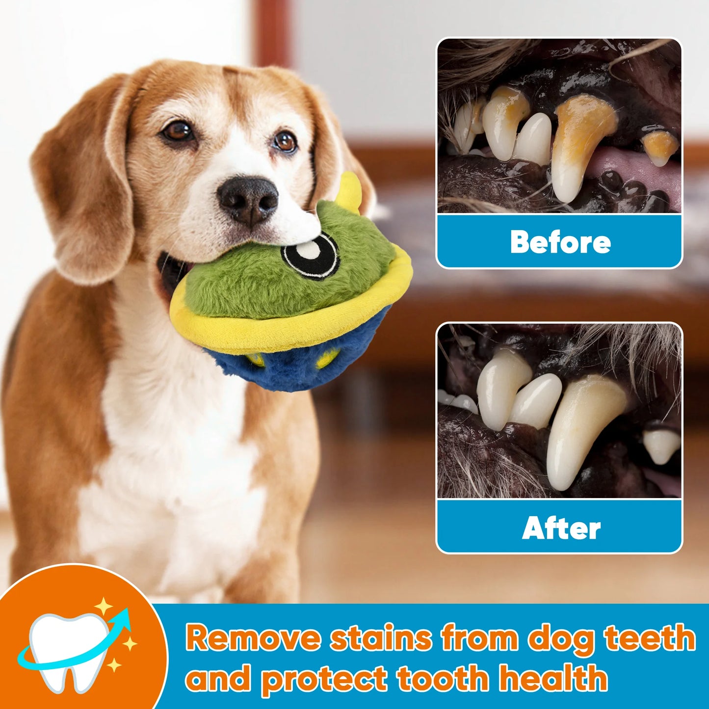 Interactive Dog Toys Ball Self Moving Rolling Balls Plush Dog Toys for Small and Medium Dogs, UFO Bobby