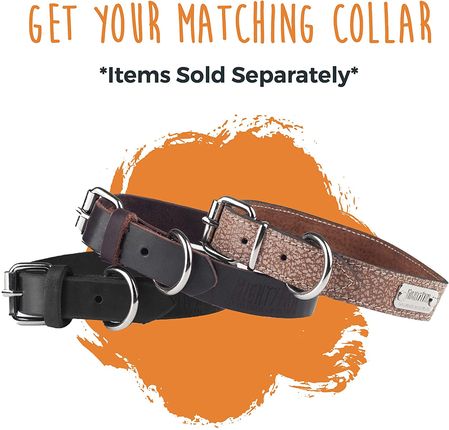 Dog Leash and Collar - Distressed Genuine Leather - Suitable for All Pet Sizes - Leather Leash - Premium Quality Dog Leash - 5 Ft Soft Leather Leash - Modern Dog Collar Leash - Black