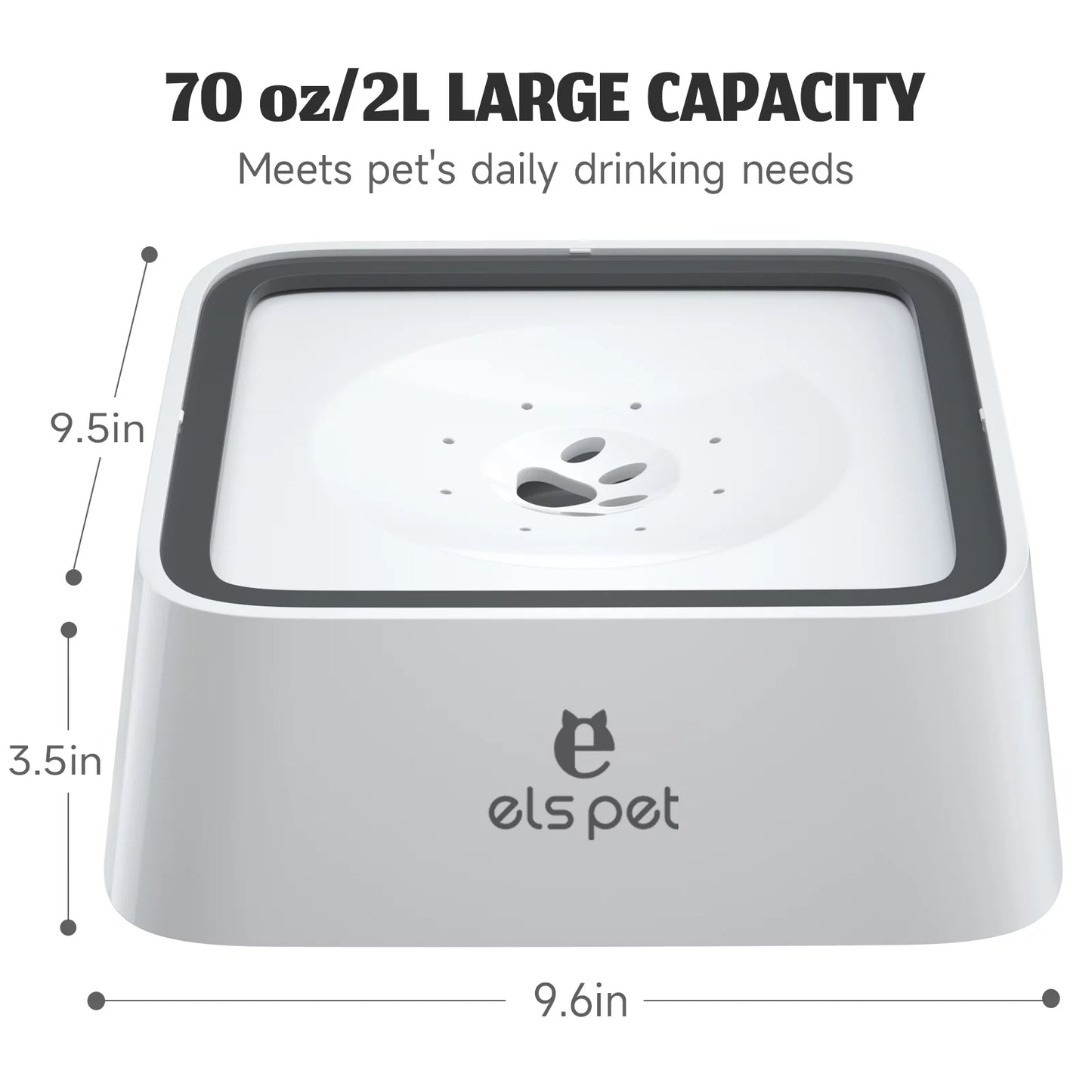 Dog Water Bowl 70Oz Dog Water Dispenser No-Spill Dog Slow Water Feeder White