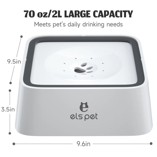 Dog Water Bowl 70Oz Dog Water Dispenser No-Spill Dog Slow Water Feeder White