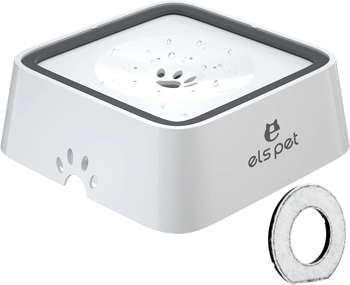 Dog Water Bowl 70Oz Dog Water Dispenser No-Spill Dog Slow Water Feeder White