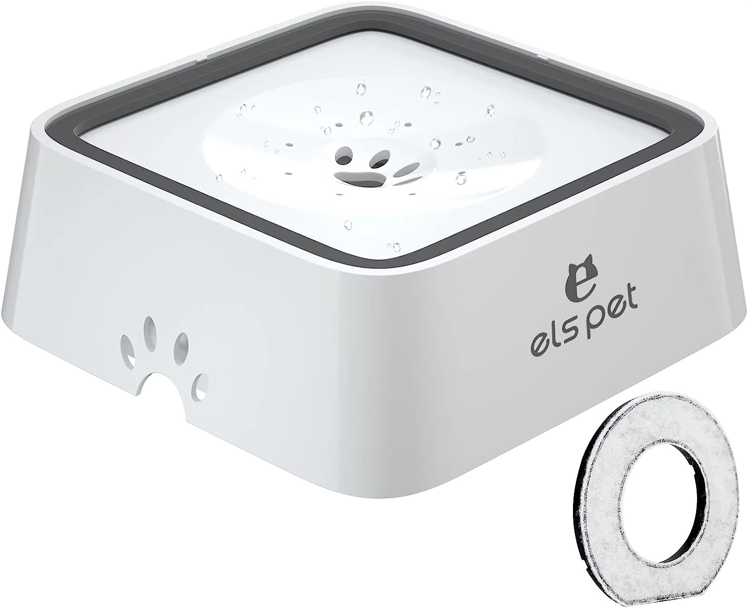 Dog Water Bowl 70Oz Dog Water Dispenser No-Spill Dog Slow Water Feeder White