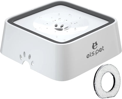 Dog Water Bowl 70Oz Dog Water Dispenser No-Spill Dog Slow Water Feeder White