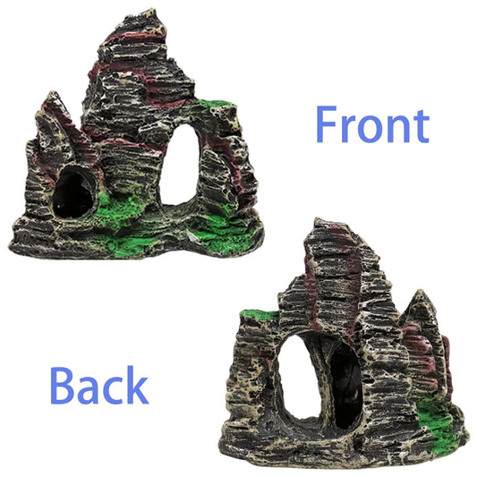7 Pack Aquarium Fish Tank Plastic Plants and Cave Rock Decorations Decor, Colorful Small Artificial Plants