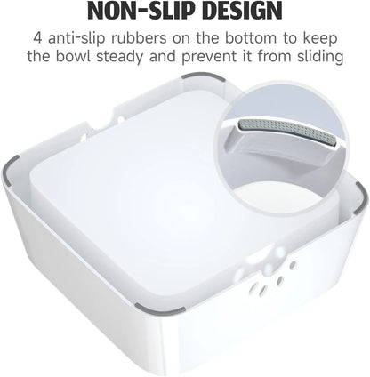 Dog Water Bowl 70Oz Dog Water Dispenser No-Spill Dog Slow Water Feeder White