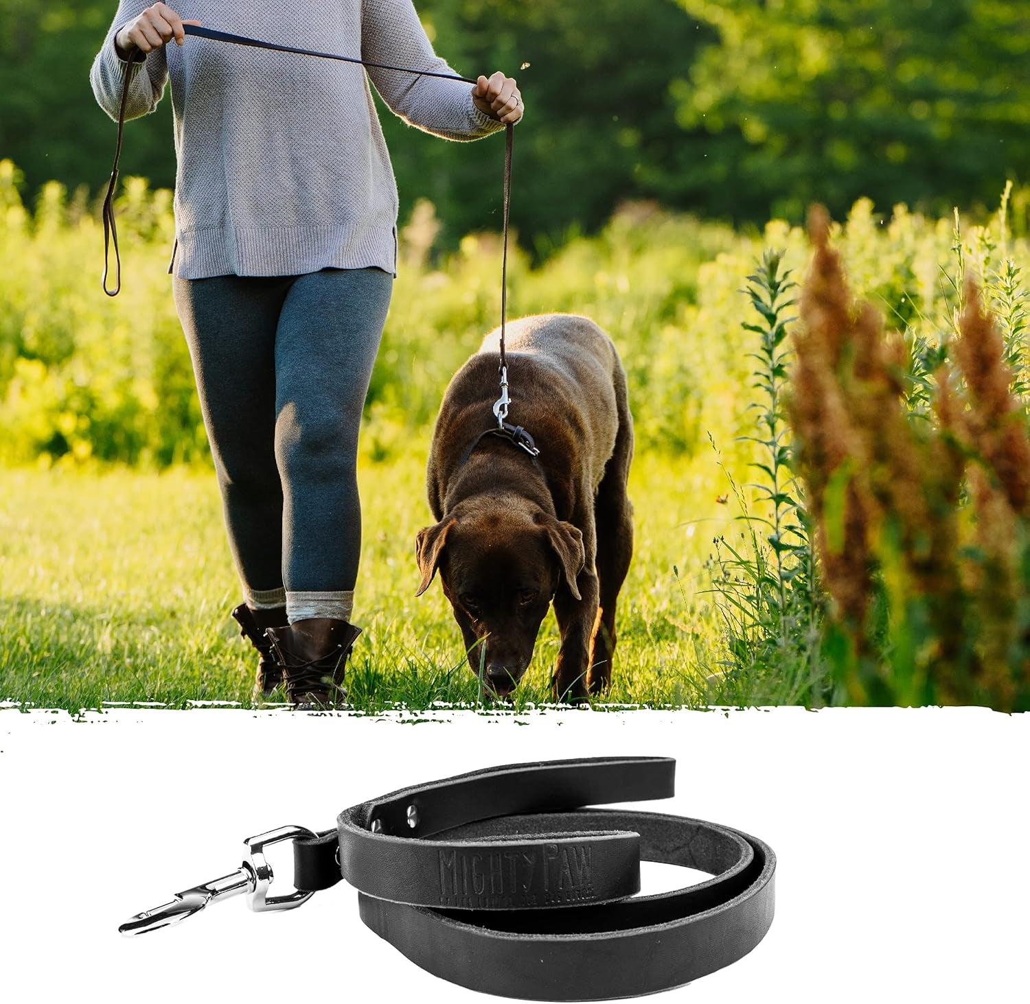 Dog Leash and Collar - Distressed Genuine Leather - Suitable for All Pet Sizes - Leather Leash - Premium Quality Dog Leash - 5 Ft Soft Leather Leash - Modern Dog Collar Leash - Black